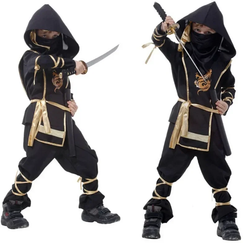 Halloween Costume For Kids Christmas New Year Black Boys Ninja Assassin Warrior Purim Costumes For Children Cosplay Boy Party D