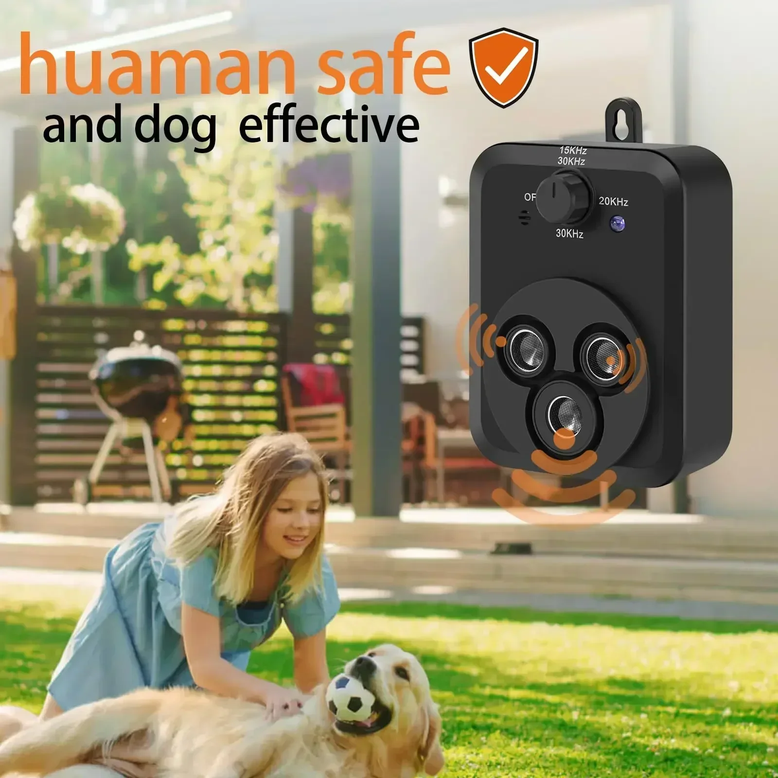 

New Outdoors 50ft Range Automatic Bark Stopper, Portable Anti Barking Device with 3 Ultrasonic Level, Dog Barking Deterrent Tool
