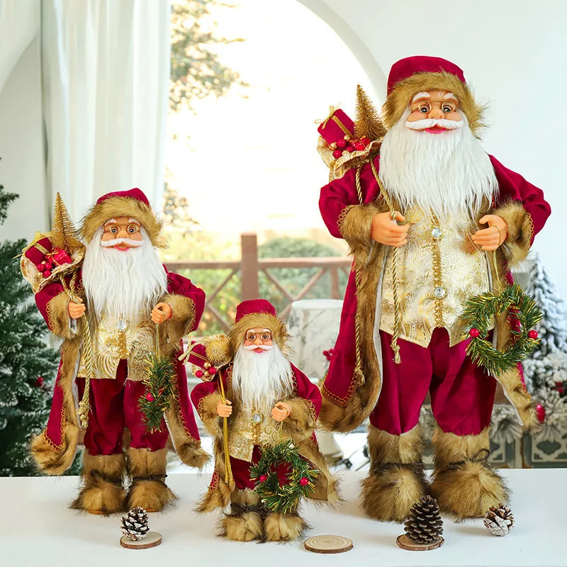 30/45/60cm Large Standing Santa Claus Doll Christmas Oranments Xmas Tree Pendants Merry Christmas Decorations for Home 2023 Noel