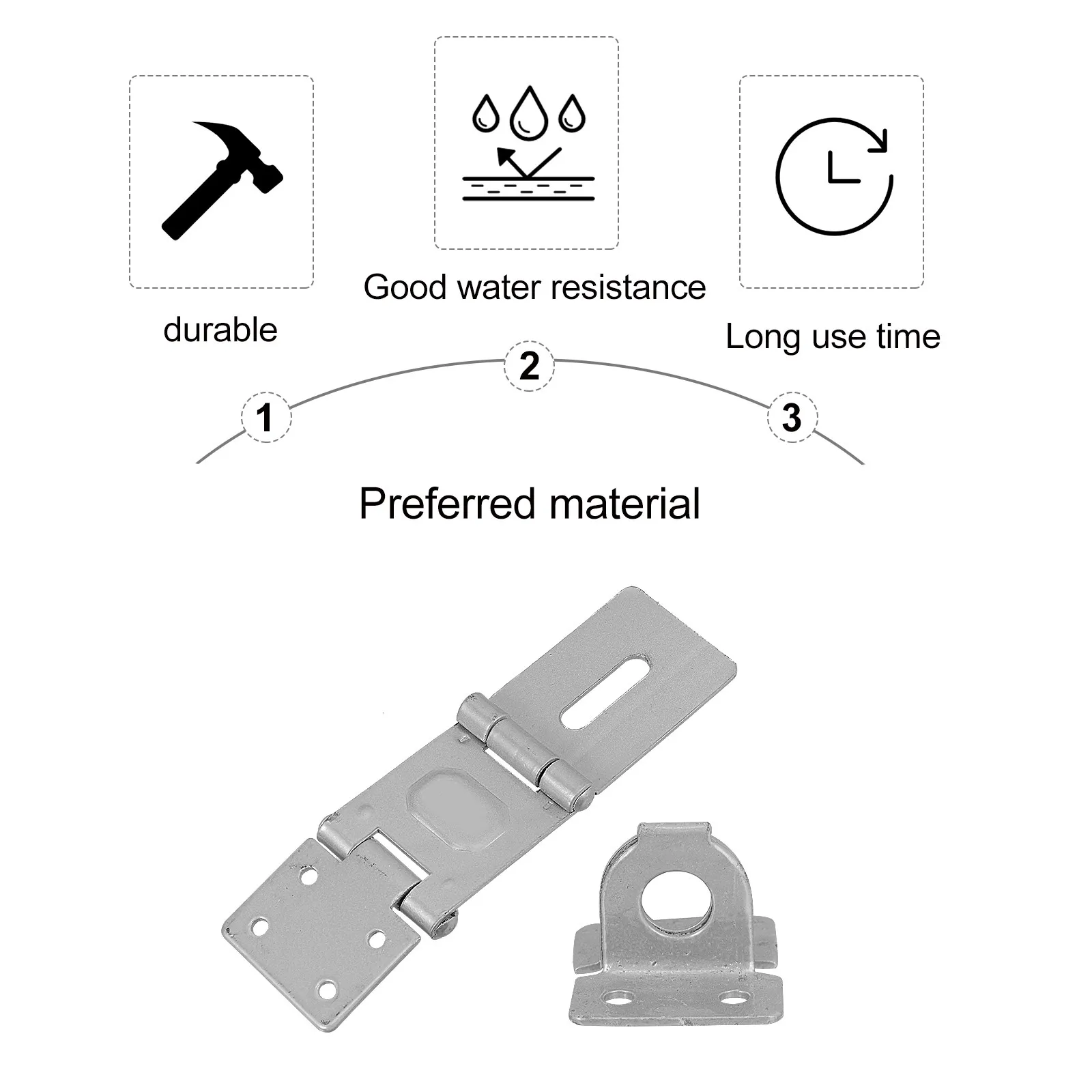 6Pcs Fold Door Lock Hasp Iron Security Bolt Latch Corrosion Resistant Safety Padlock Gate Clasp Padlock Hasp Security Door Clasp
