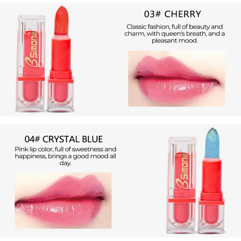 BSIMONE Rossetto Glitterato Balsamo Labbra Cambia Colore Trasparente Idratante Cristallo Gelatinoso Perlato Volumizzante Lucidalabbra Cosmetico