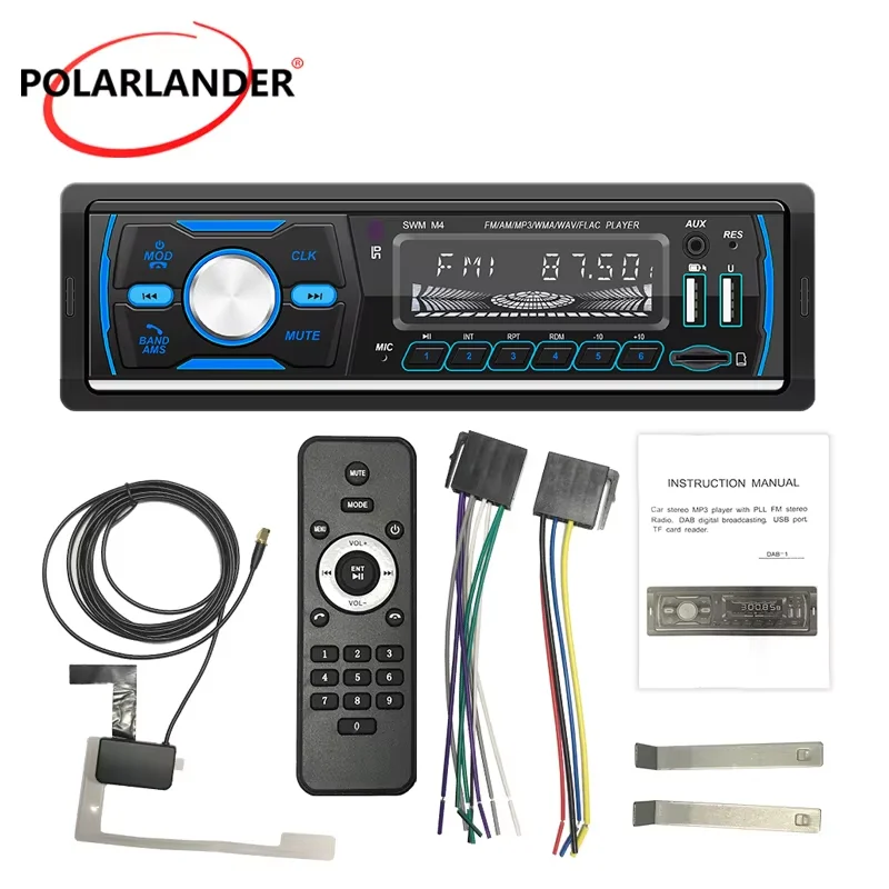 M4 DAB+ راديو سيارة بلوتوث - 12/24 فولت 60 وات × 4 USB SD FM RCA LCD جهاز تحكم عن بعد بدون استخدام اليدين