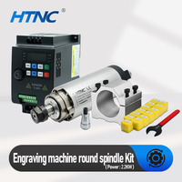 Hot Sell 2.2KW CNC Spindle Motor 110v / 220v ER20 2200W Round Spindle 24000RPM +2.2kw VFD 50/60hz + 80mm Spindle Bracket +Collet