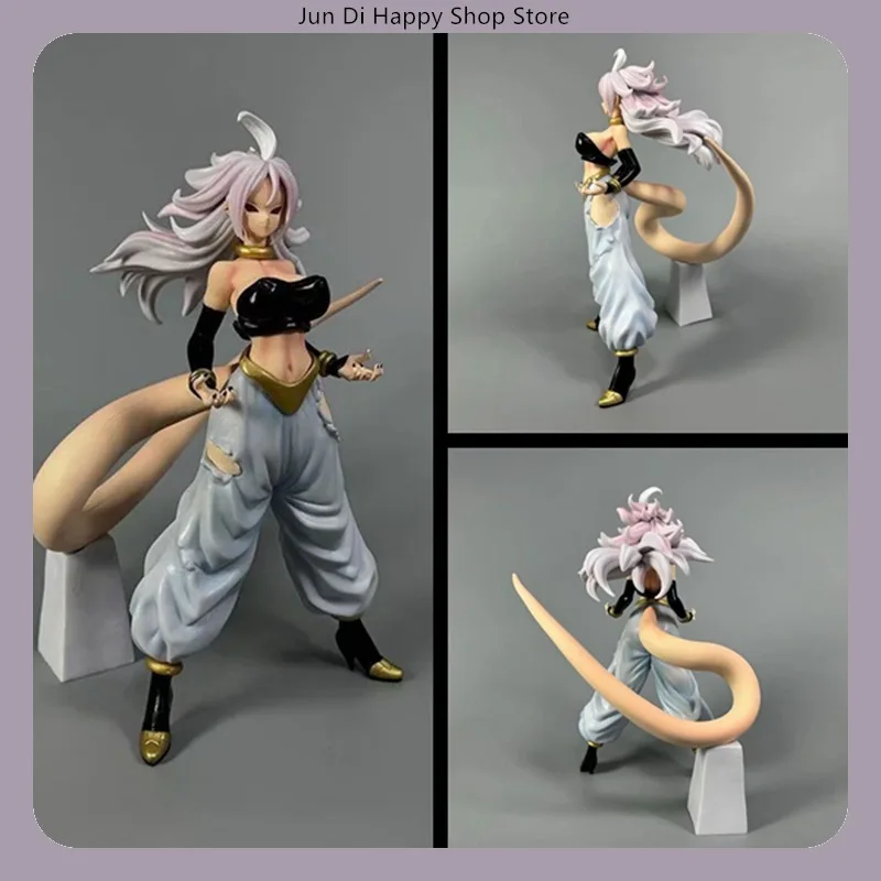 28cm Dragon Ball Android # 21 posição permanente anime figura modelo estátua fãs coleção decoração de mesa ornamento brinquedo presente