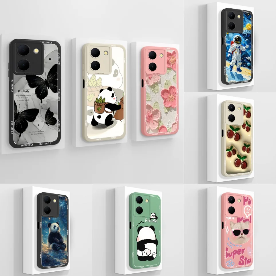 

Case For Vivo Y78 Y78+ Coques Fashion Flowers Panda Shockproof Soft Silicone Shell For VivoY78 5G Funda Y78 Plus Cases Carcas