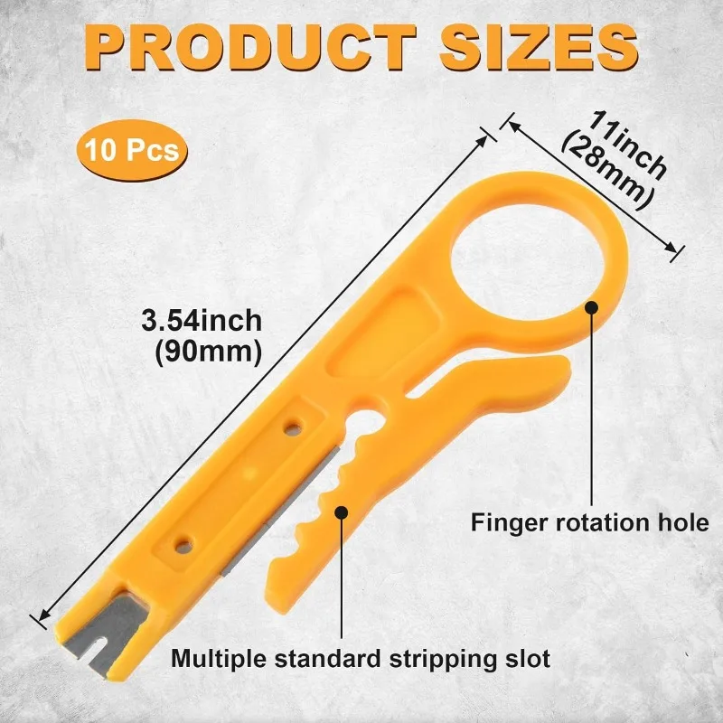10pcs Wire Stripper with Secure Finger Loop, Cable Stripper Cutter Tool, Wire Punch Down Tool for Diameter 5-6.2mm Cables Wires