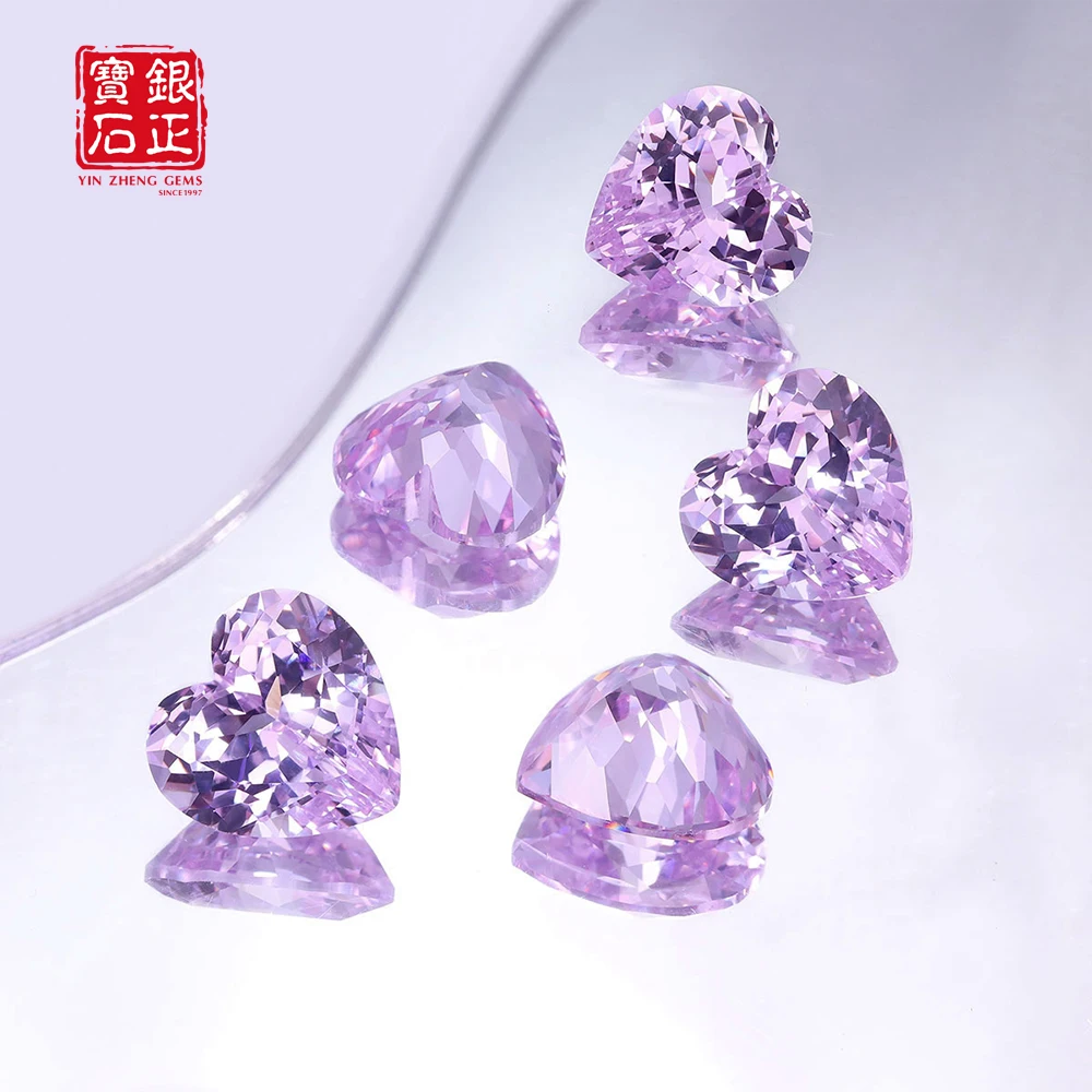 Lab Grown Kunzite Synthetic Heart Shape Loose Purple Yttrium Aluminium Cultivate YAG Beads For Making Jewelry Stone Necklace 5