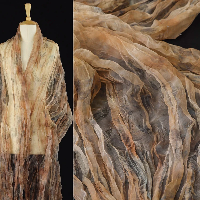 

Плиссированная ткань из органзы для шитья своими руками, креативная плиссированная сетка, свадебное платье, дизайнерская ткань, материал на метр