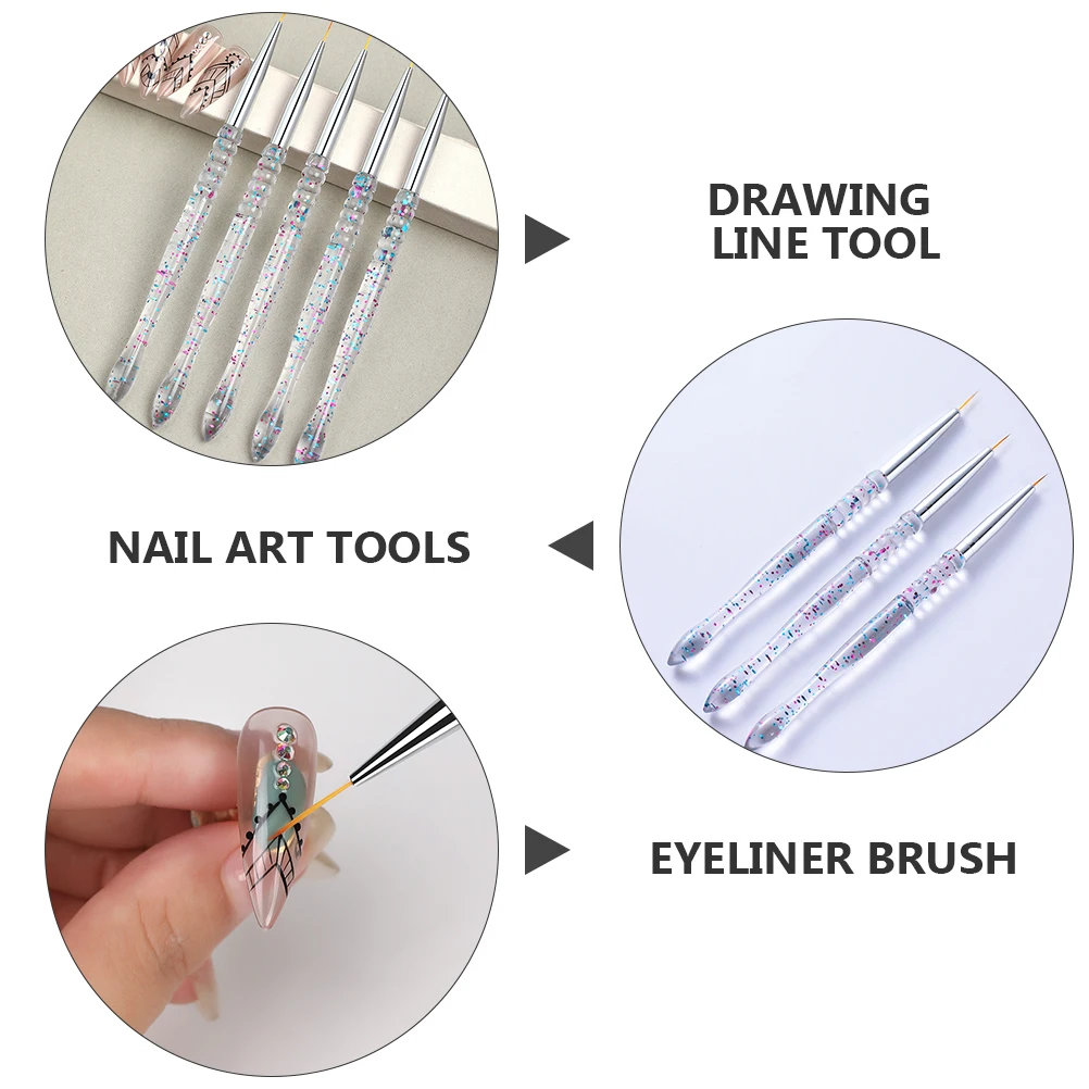 

2set 2 Sets Pull Pens Drawing Line Tool Manicure Nail Art Brushes DIY Tools Long H Sturdy Material Practical Use