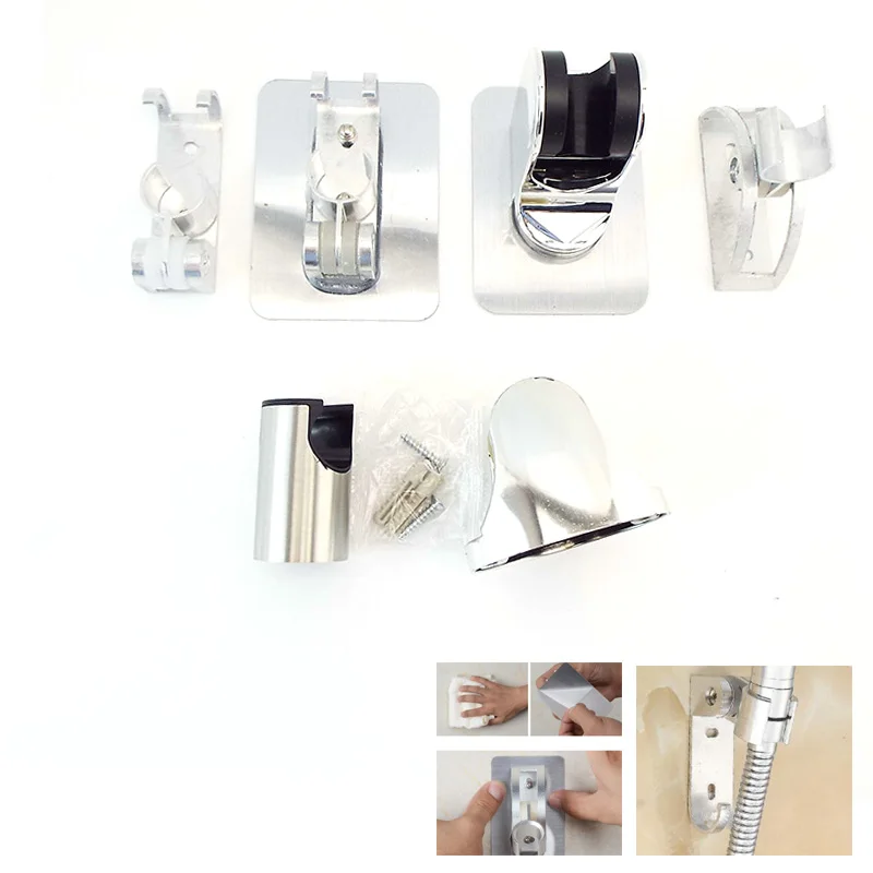 6types Shower Head Holder Self-Adhesive Wall Mounted Bracket head Fixed Base no drill holder Plate for wc Bathroom Accessories