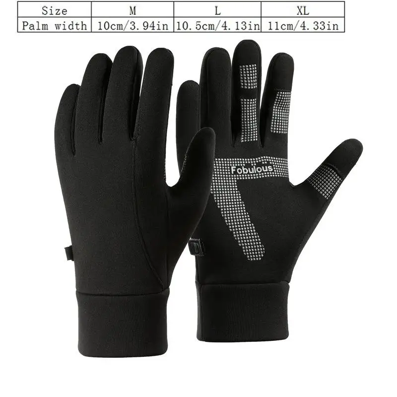الخريف الشتاء في الهواء الطلق قفازات ركوب الدراجات رياضة اللياقة البدنية الرياضة الجري الدافئة شاشة تعمل باللمس نونسليب قفازات دراجة نارية قفازات الرجال السود #6