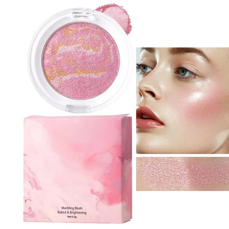 Rosto blush monocromático paleta de blush iluminação brilho cozido blush bochecha matiz blush em pó maquiagem estriado porco blush paleta