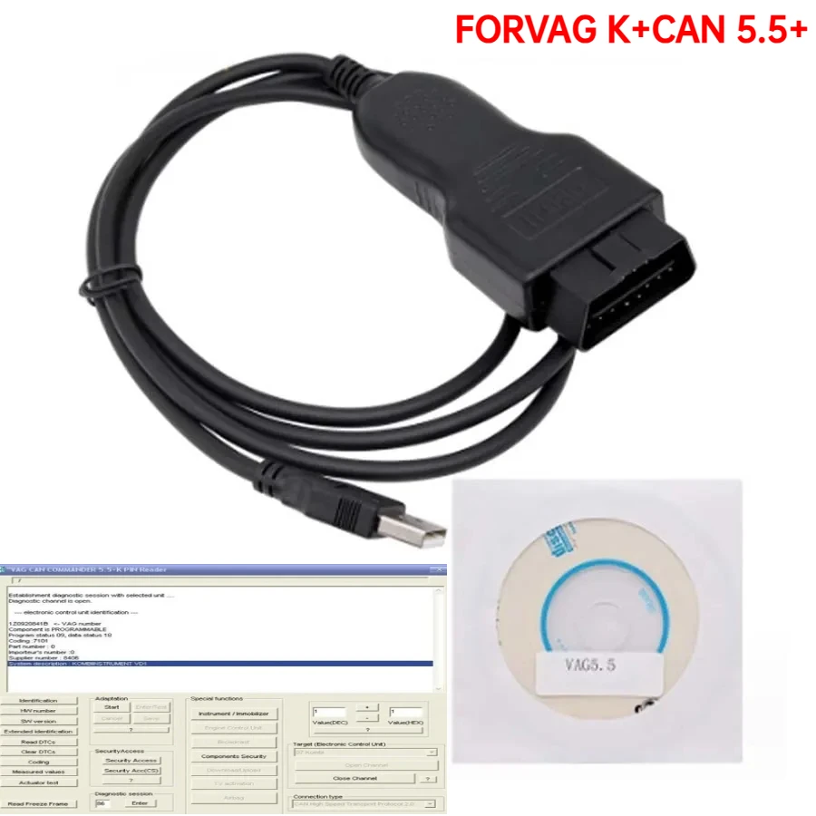 NEW FOR VAG K+CAN Commander 5.5+ Pin Reader 3.9 Beta for V-W OBD OBD2 Diagnostic Tool Cable Function for MMI Based Vehicles HOT
