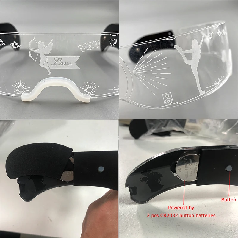 Coole leuchtende LED-Brille, blinkende Partybrille, futuristische transparente LED-Brille für Nachtclub, DJ, Tanzparty-Dekoration – Detail 21