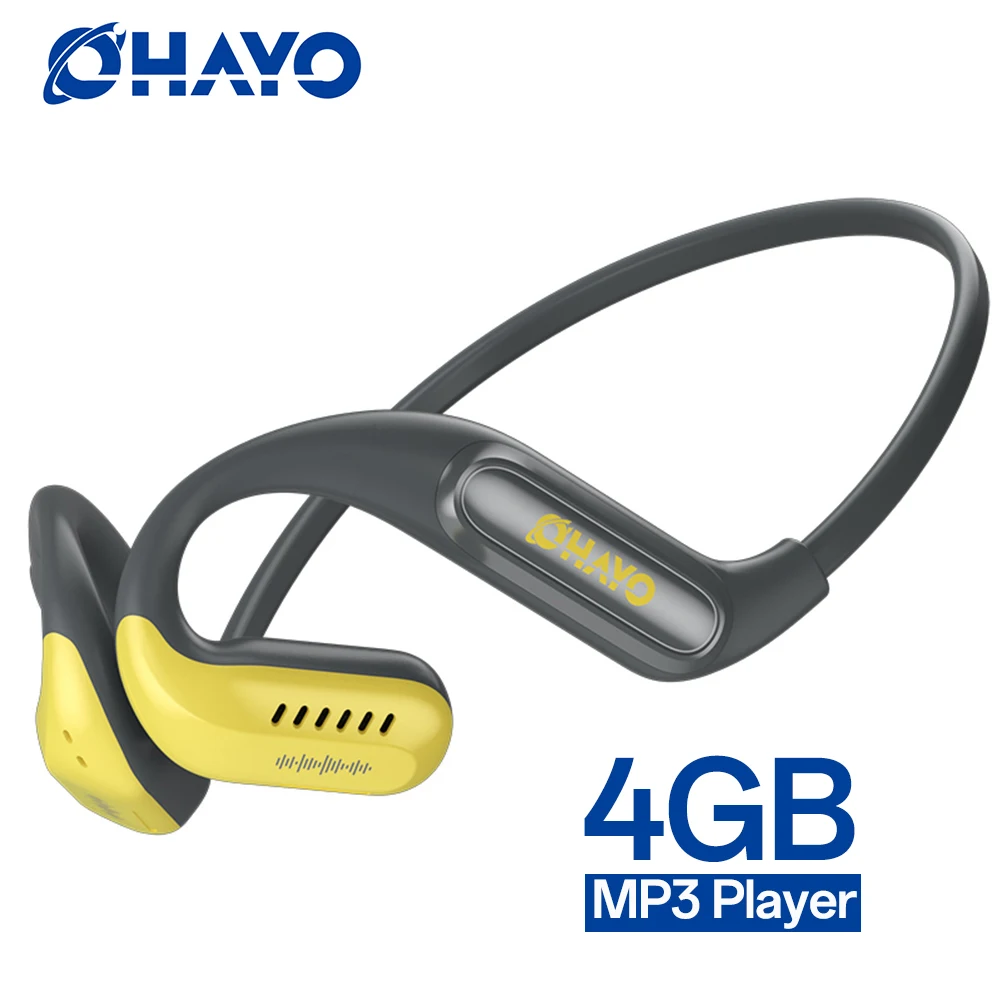 Open Ear Wireless Bluetooth Headphones 4GB MP3 Player,IPX7 Waterproof Bluetooth 5.3 Earphones with Internal Memory,Light Strip