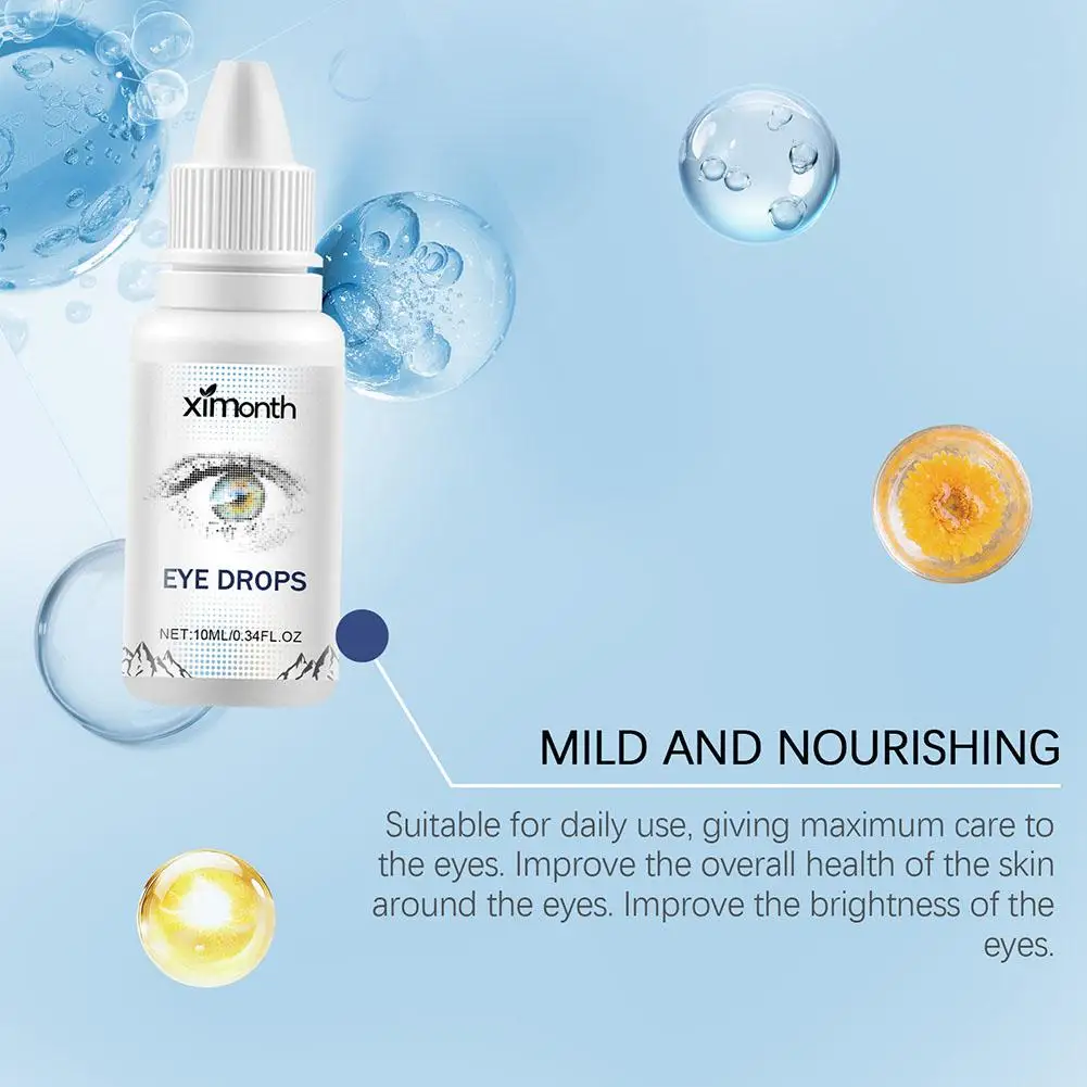 Gotas para los ojos hidratantes para mujeres y hombres, suero refrescante para el cuidado de la salud, alivia eficazmente la sequedad, 10ml, T2P3