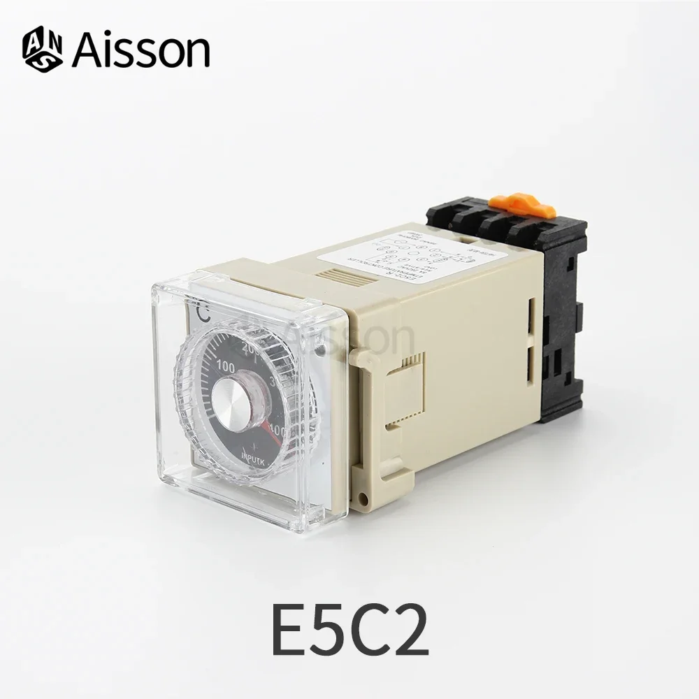 E5C2 E5C4 Temperature Controller Pointer Knob Digital Display AC 220V 0-399℃ 0-999℃ Output Relay Input K PT100 with Socket