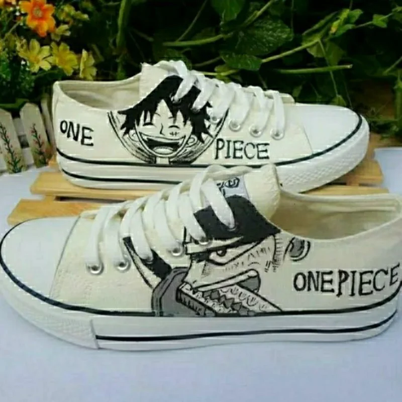 

One Piece Luffy Sauron Cartoon Printed Low-top Canvas Shoes Anime Fashion Trend Casual Sneakers for Men and Women Couples gifts
