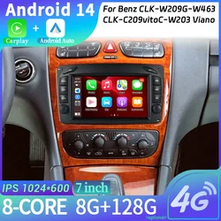 Android Car Radio For Benz CLK-W209 G-W463 CLK-C209 vito C-W203 Viano Carplay GPS 2 Din Multimedia Screen Console Stereo Panel