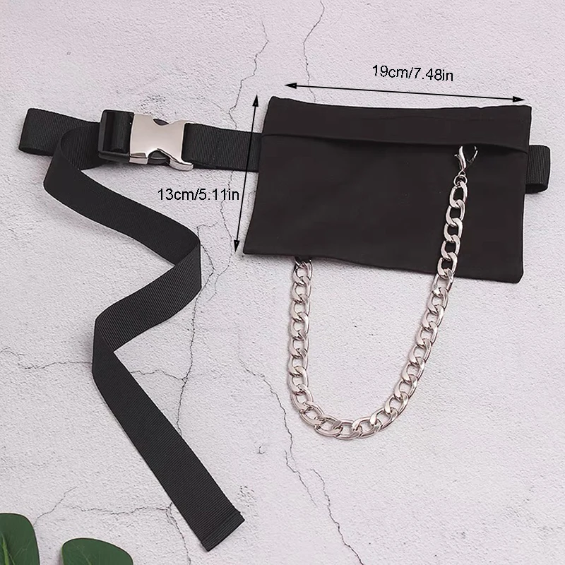 Simple Fashion Black Fabric Chain Pocket Cummerbunds Female Dress Corsets Waistband Belts Decoration Wide Belts