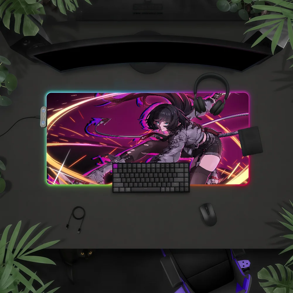 

Game ZZZ Jane Doe Mouse Pad RGB LED Light Colorful Game Keyboard Non-slip Cover Desk-mat Surface Waterproof