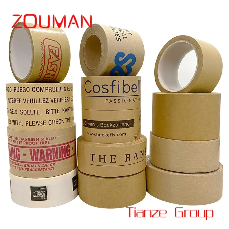 Auto-adesivo Kraft Paper, Gommed Tape, Carton Packing, Custom Impresso