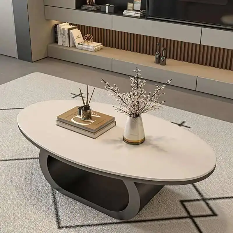 

Aesthetic Minimalist Storage Oval Coffee Table Italian Modern Luxury Side Table Designer Books Couchtisch Lounge Suite Furniture