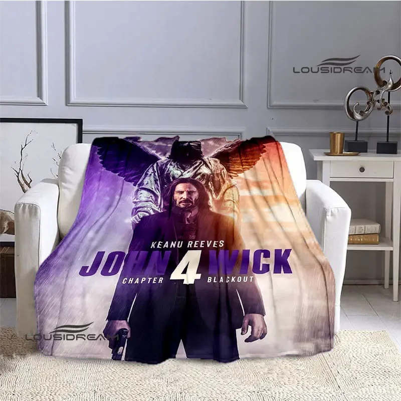 Movie John Wick printed Blankets Picnic blanket Flange Warm blanket Home travel blankets bed linings birthday gift