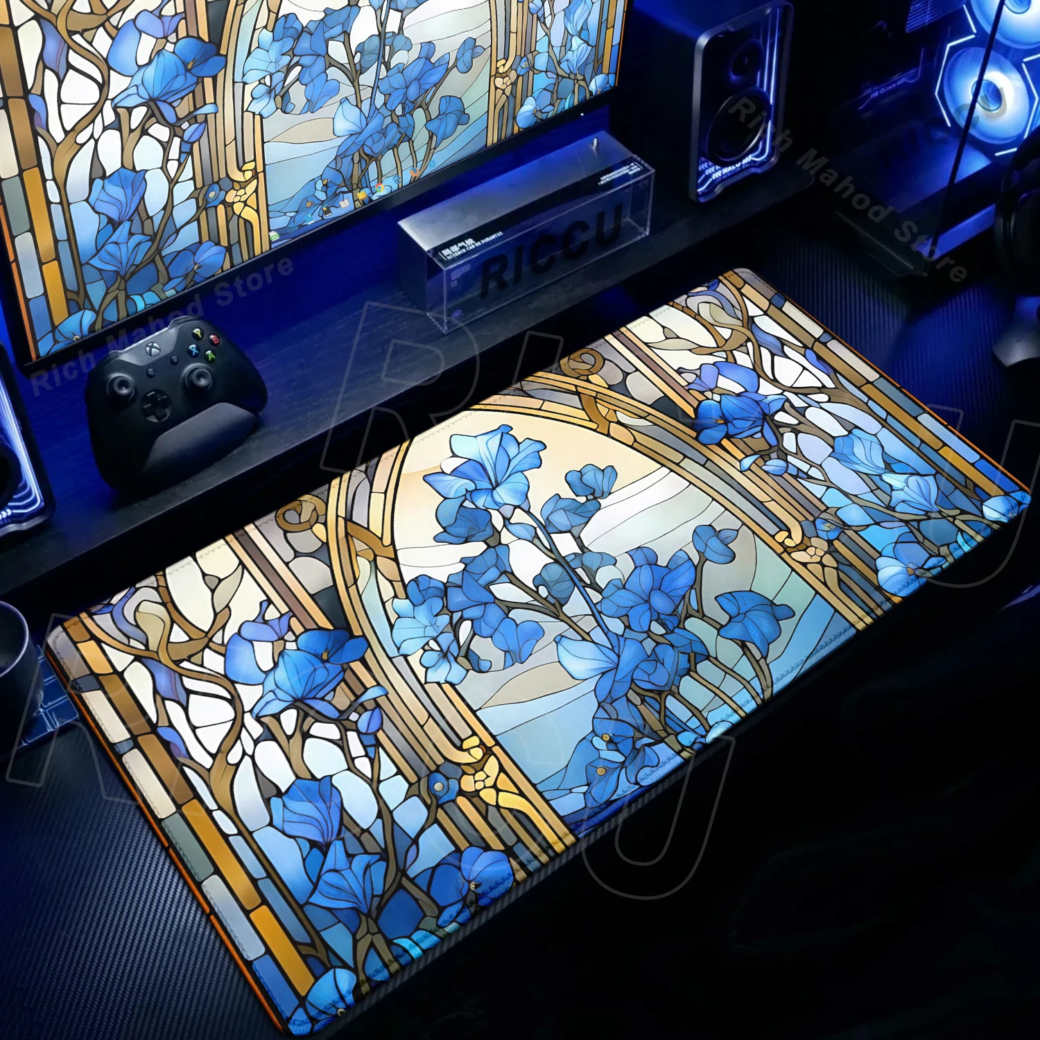 

Colored Glass Art Style Mouse Pad Large Home Mousepad XXL Flower Desk Mat Computer Micepad Extended Mats Office PC accessories