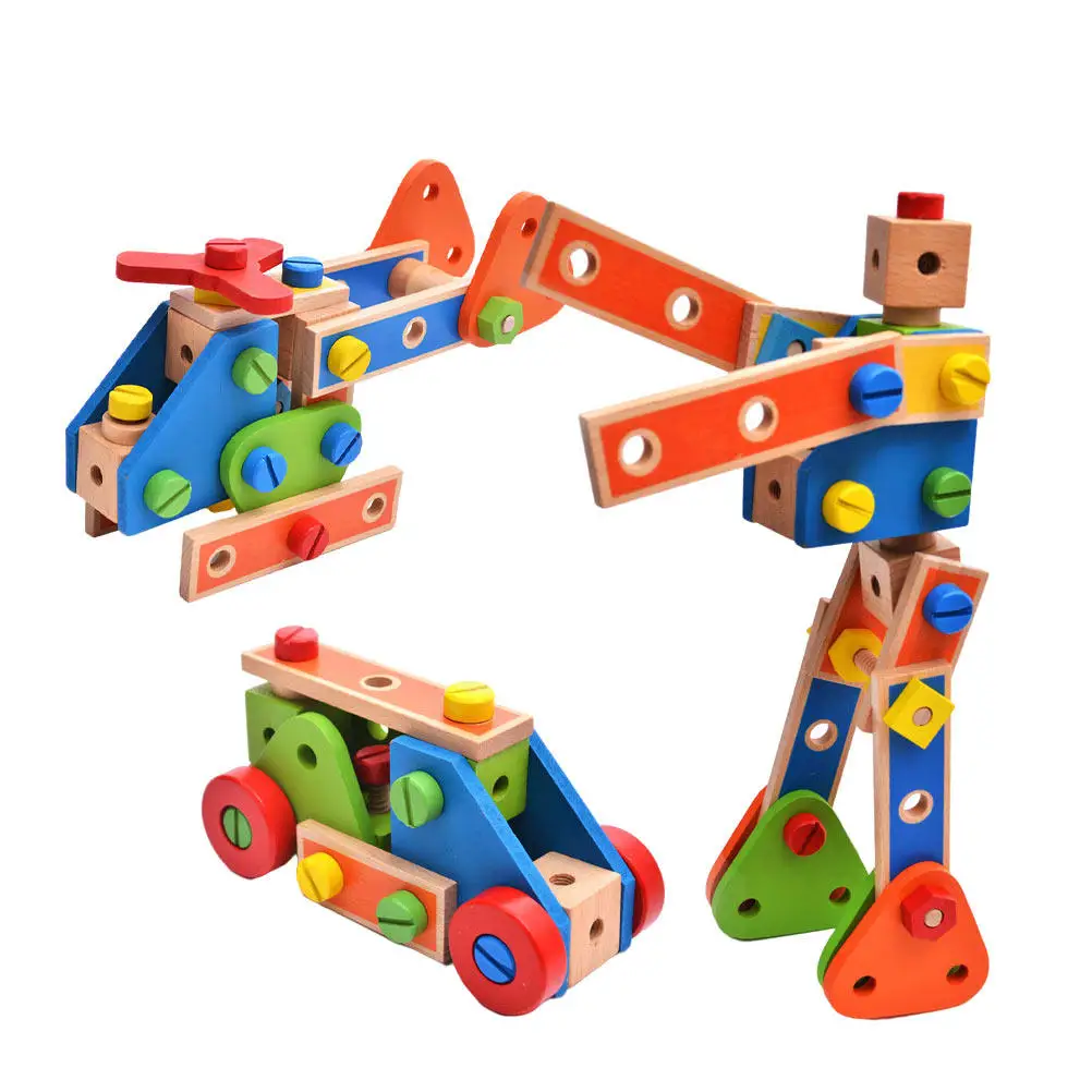 

1Set Creative Nut Combination Wooden Detachable Screw Assemble Intellectual Educational Blocks for Kids Parent Child Interactive