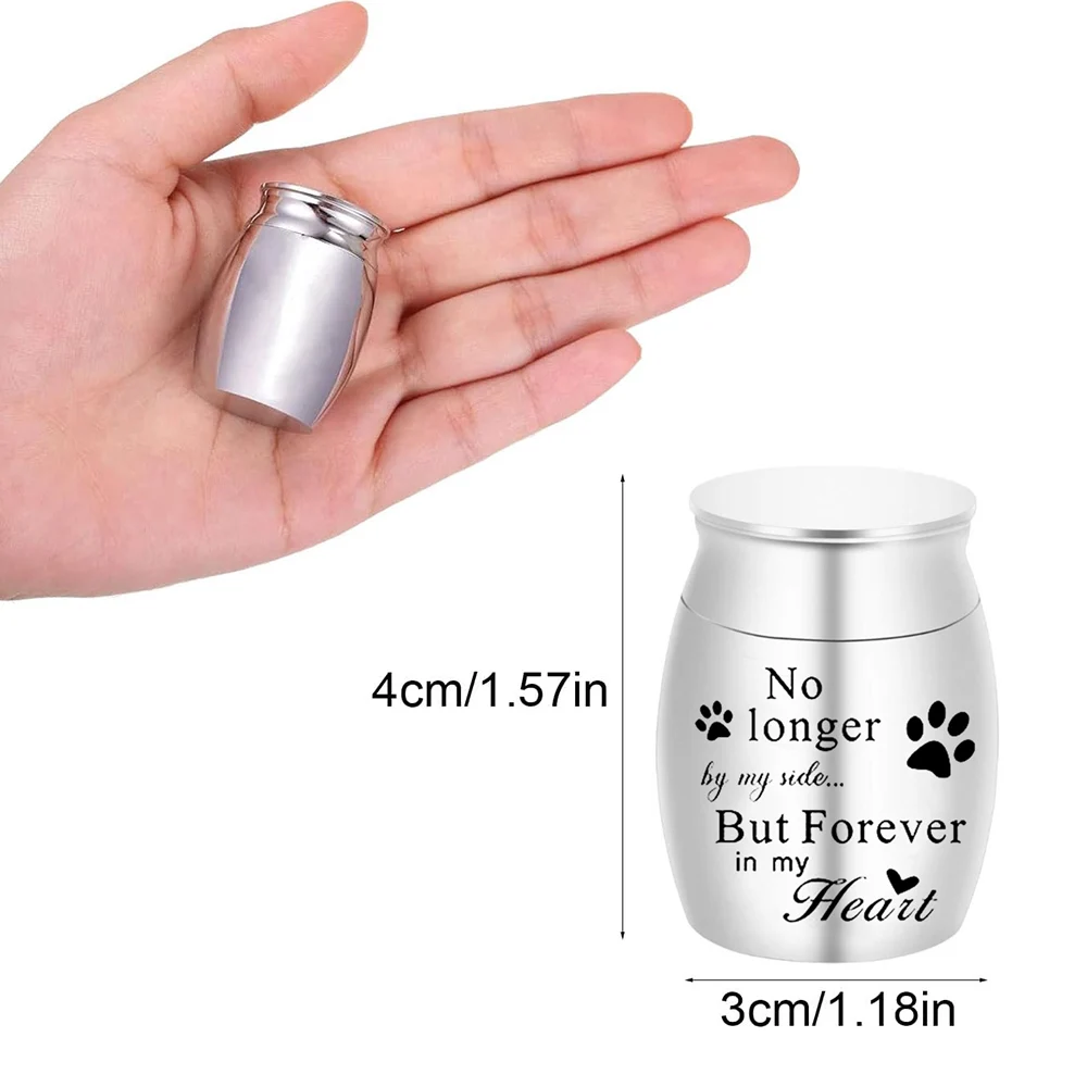  Carving Paw Print Cat Dog Keepsake Urn - Small Urn for Ashes for Pet - Aluminium alloy Cremation Urns for Ashes Metal Urns