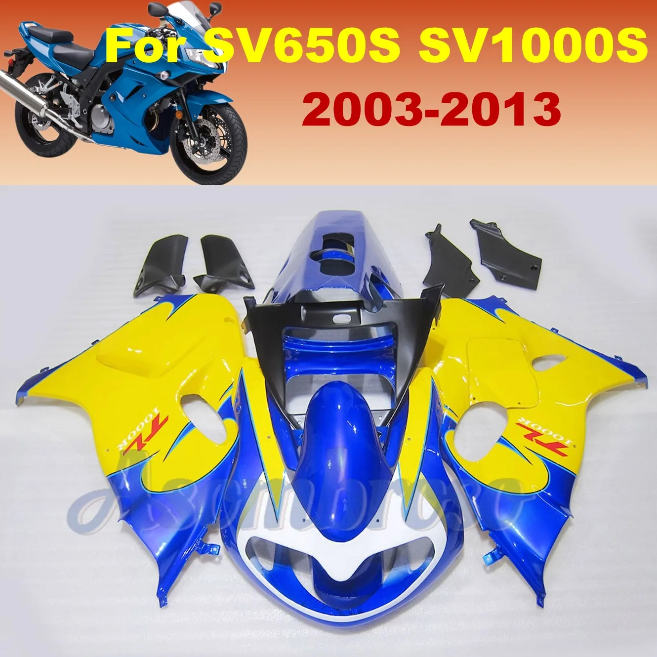 

Полный комплект обтекателей для SV650S SV1000S 2003-2013, желто-синий цвет