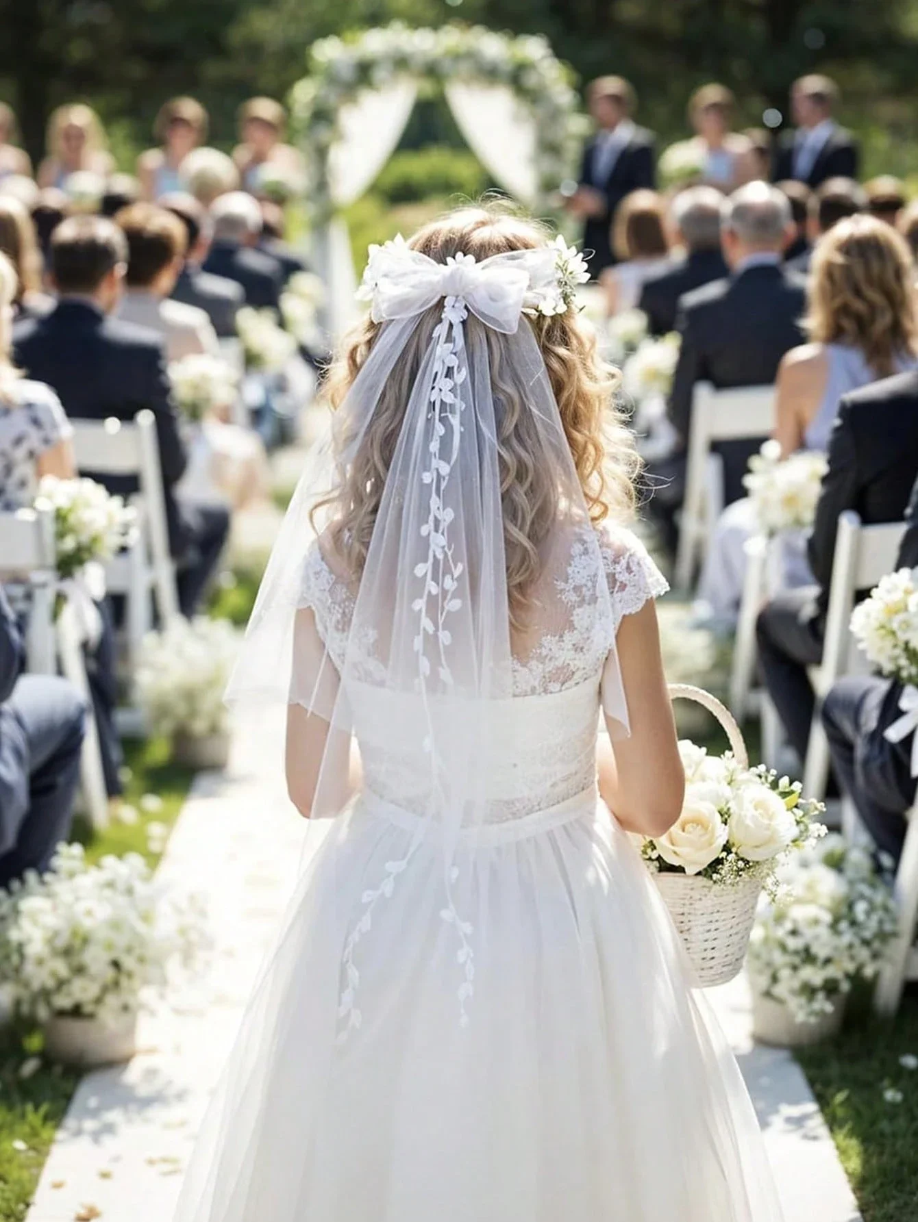 

1 шт. повязка на голову для девочек на Первое причастие, белая повязка на голову с цветами, цветочная свадебная корона, свадебная фата с бантом и жемчугом