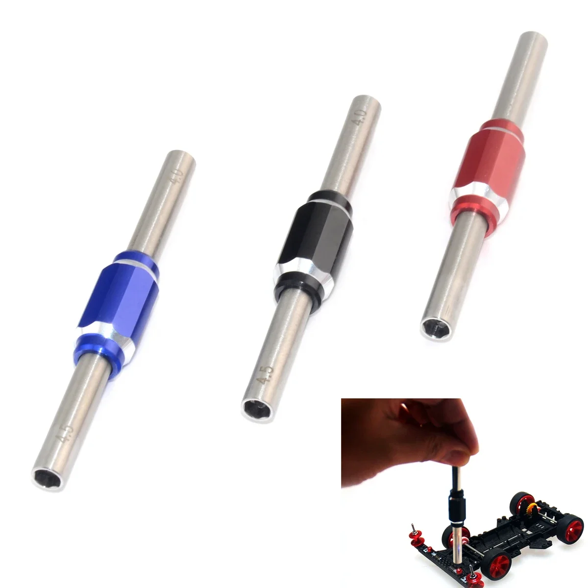 

RC Model Tool Mini 4WD Hex Socket Wrench Spanner 4.0 4.5mm Nut Driver For 1/28 Cars Tire Wltoys K969 K989 MINIQ MINIZ