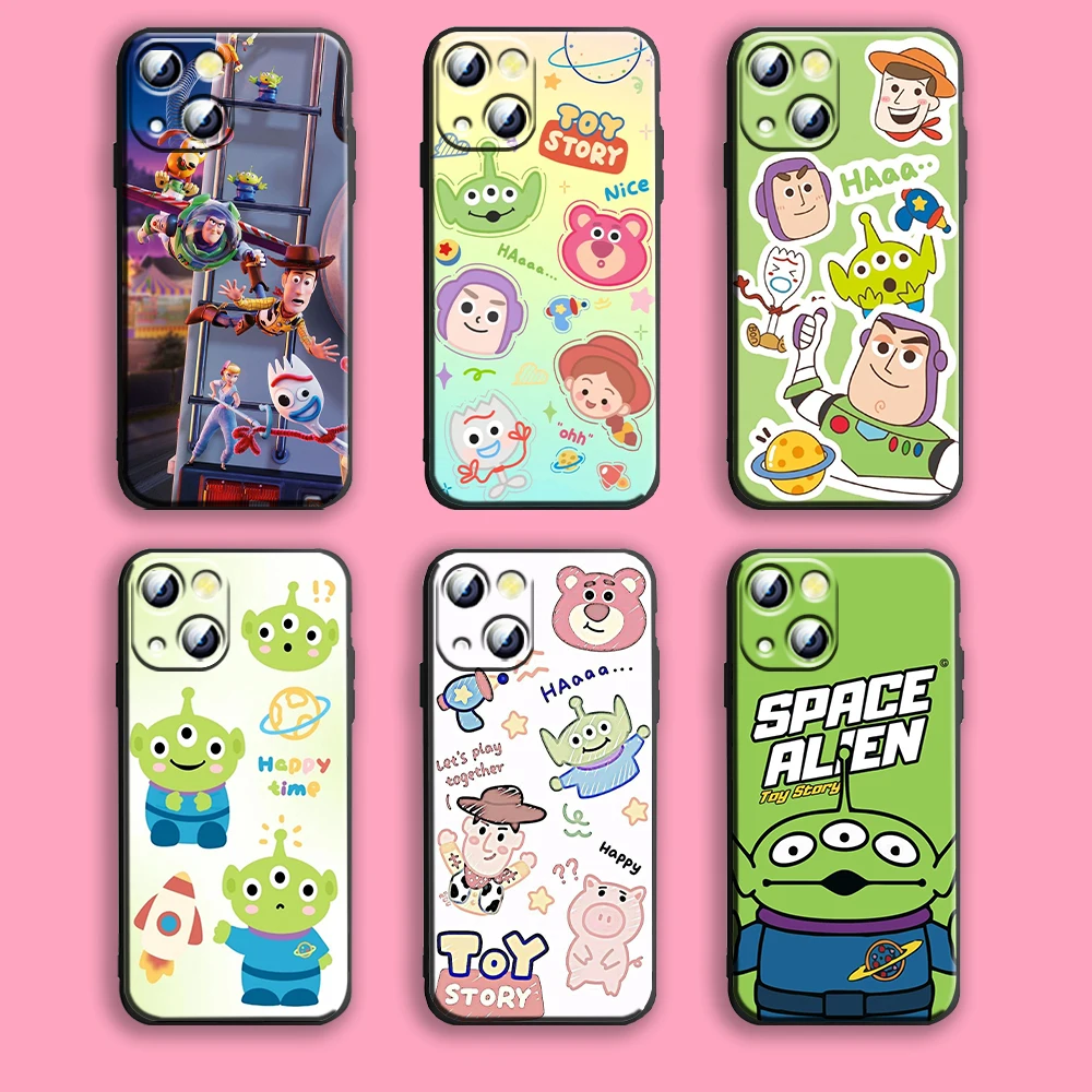 Toy Story Buzz Lightyear Alien Apple iPhone Case For 15 14 13 12 11 Mini XS XR X 6S 6 Pro Max Plus Black Soft Cover