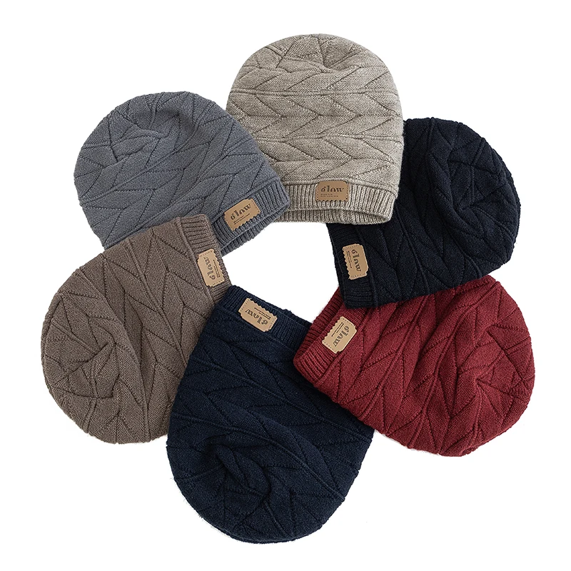New Unisex Beanie Hats For Men & Women Outdoor Ski Sports Winter Hat Letter Label Decor Plush Fur Lined Warm Knitted Hat