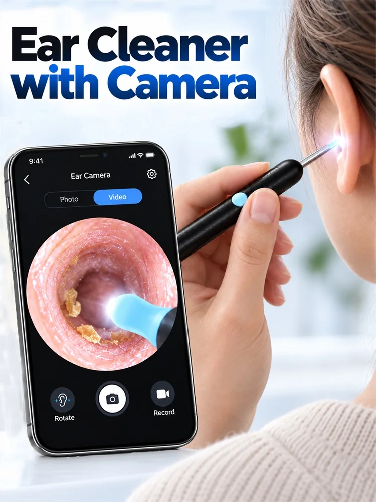 Ear Cleaner Camera Multifunctional Visual Ear Endoscope, 360° Rotatable Ear Pick with USB-C Charging, HD Ear Wax Removal Kit