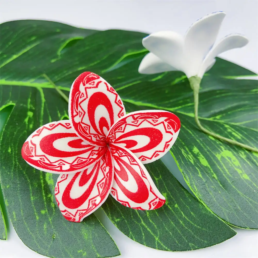 8pcs Fashion Polynesia Style Foam Plumeria Flower Headflower Tahiti Hula Dancer Ear Flower Hawaii Wedding Party Hair Accessories