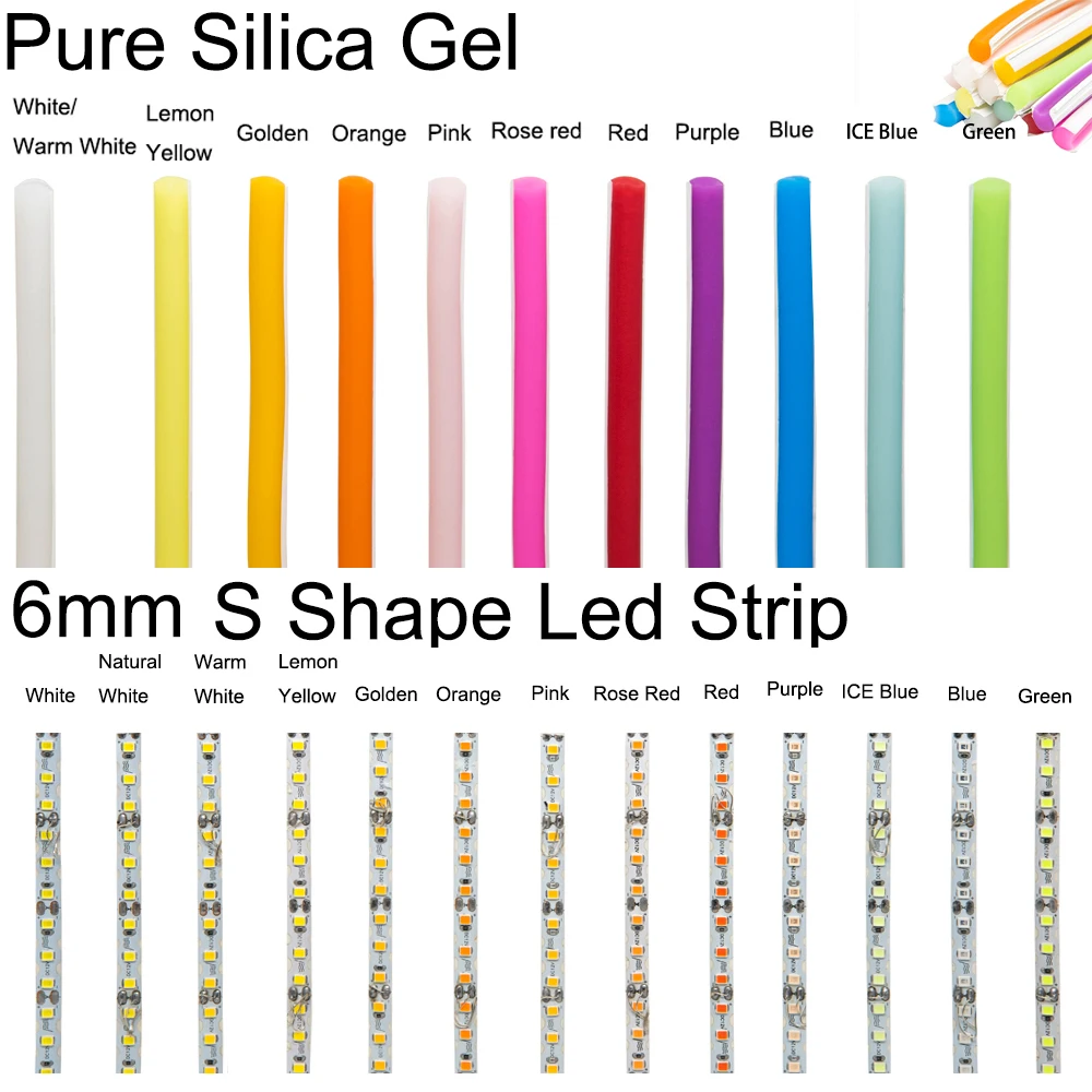 Tira de néon de silicone separada diy 6mm 8mm 12mm s dobrável recém flexível fita led dc12v para sinal de néon led à prova dip67 água ip67