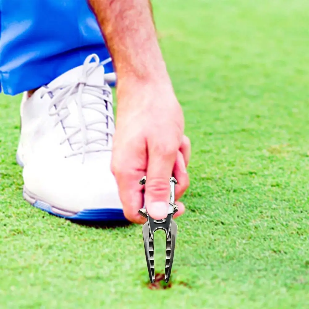 Herramienta de reparación de campo de Golf, Ayuda de entrenamiento de limpieza de ranura duradera, mantenimiento de césped Divot, horquilla de Golf, clavijas