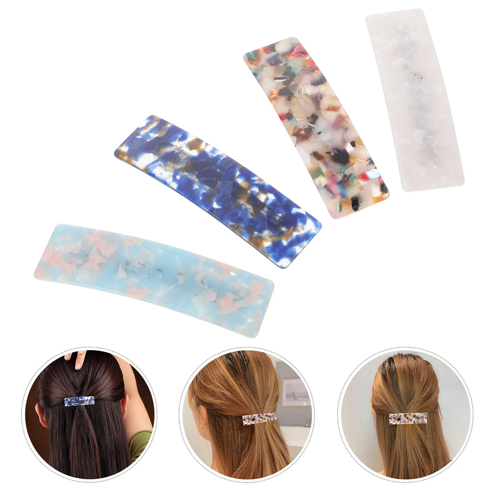 

Набор из 4 заколок для волос для женщин: высококачественный материал, ацетатный сплав, креативный дизайн, тонкая работа, удобные в использовании