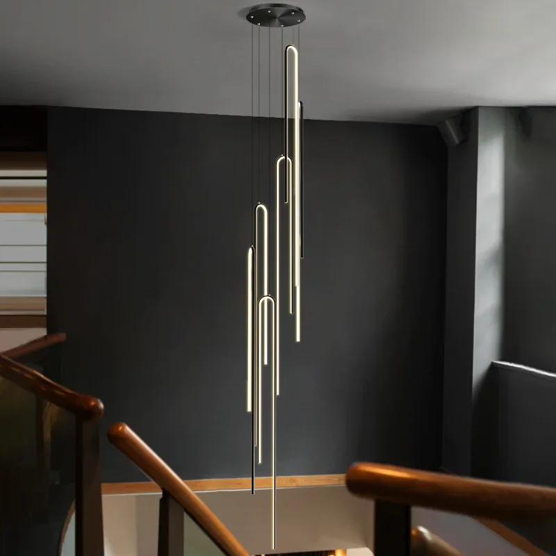 Plafonnier LED suspendu naren aluminium, design moderne, éclairage d'intérieur, luminaire décoratif de plafond, idéal pour un salon, un loft, des escaliers ou une villa