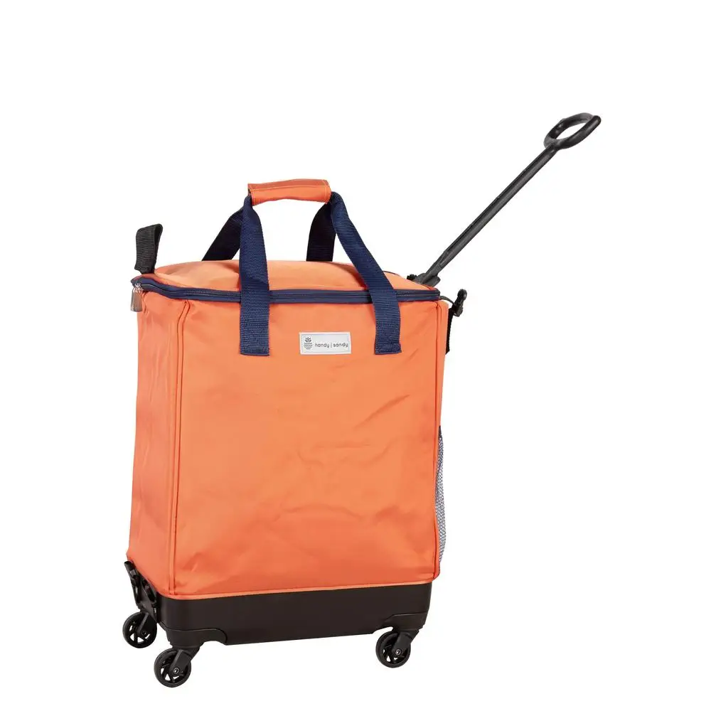 Multipurpose Rolling Tote Bag Portable Spinner Cart Travel or Shopping Orange