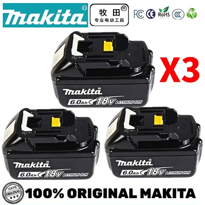 Original Makita BL1860B 18V 6,0Ah Wiederaufladbarer Li-Ionen-Akku für Kabelloses Werkzeugsystem mit LED-Anzeige