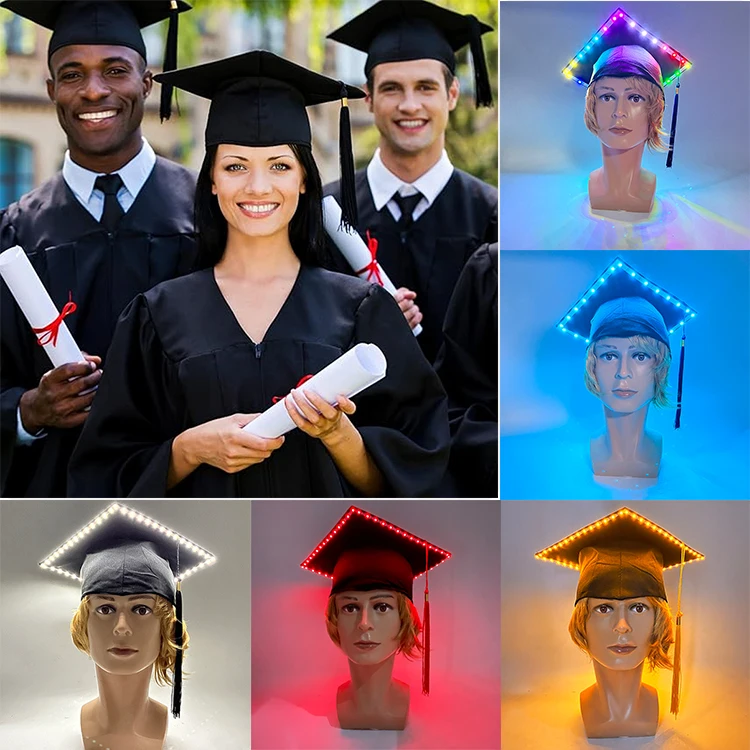 

luminous Graduation Cap with Tassel LED light up Graduation Hat for High School College Master Graduation Ceremony