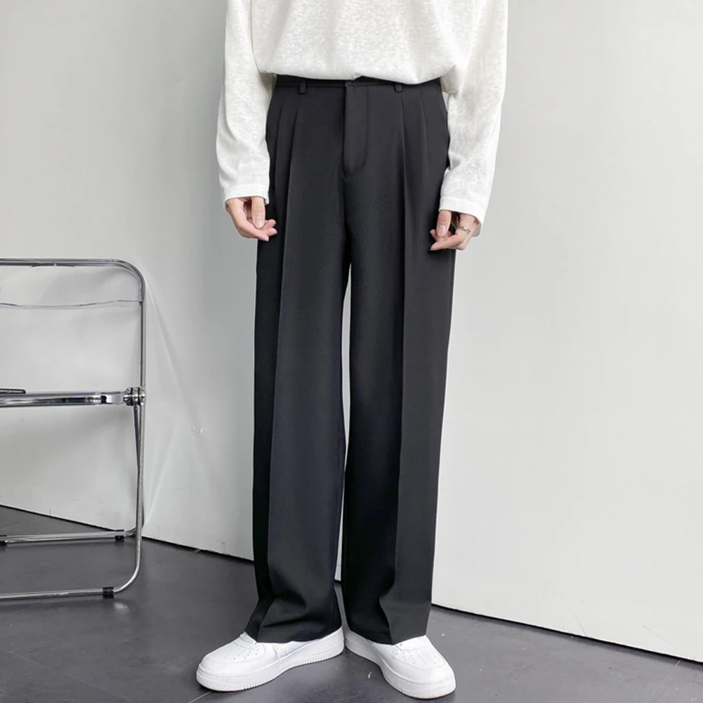 Korean Men Draped Straight Pants Business Loose Casual Trousers Suit Pants Solid Color Fashion Casual Pants L-3XL