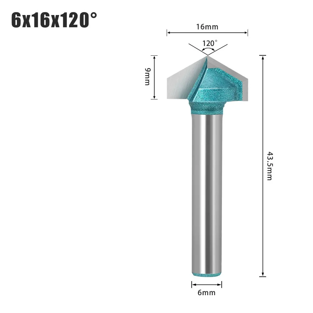 6mm V Bit CNC Solid Carbide End Mill Tungsten Steel Woodworking Milling Cutter 3D Wood MDF Router Bit 90 120 135 150 Degrees