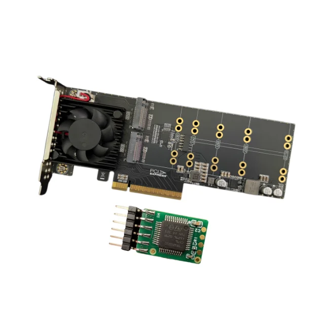 2025 بطاقة صفيف محول NVMe جديدة خالية من الانقسام وخالية من السائق بطاقة توسيع كاملة عالية نصف عالية Plx8747 64GT/S