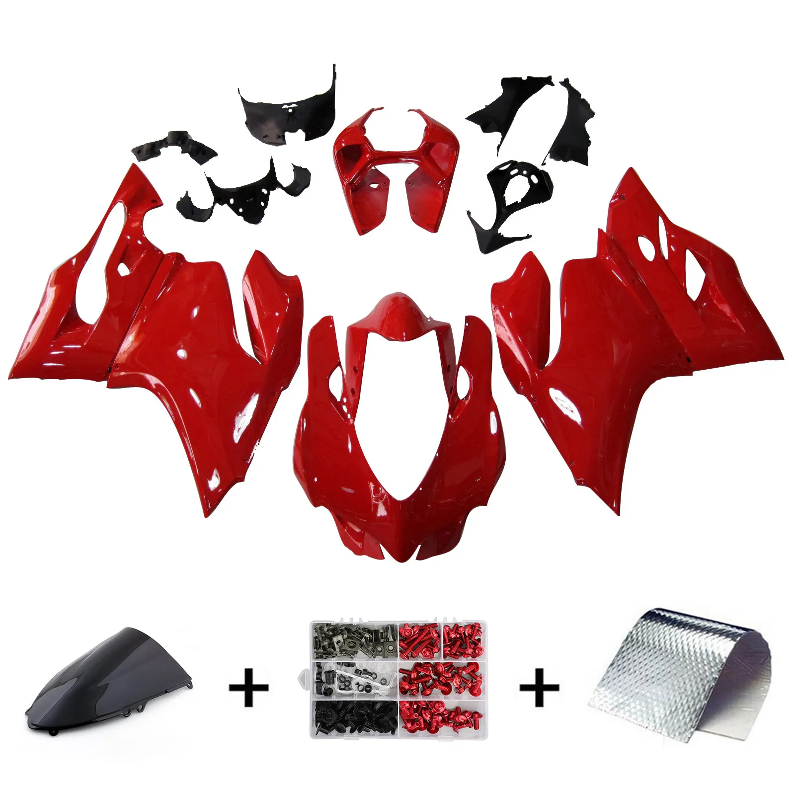 

Customized Fairing Injection ABS Plastic Kit Red White For Ducati 1199/899 2012 2013 2014 With Windscreen And Bolt Set