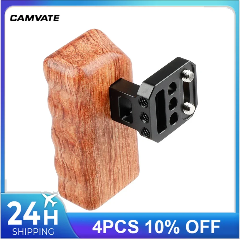 CAMVATE Rosewood Handle Grip (Right & left) With Aluminum Alloy Connector For DV Video Cage,RED Camera, Red Rig, DSLR Camera Rig